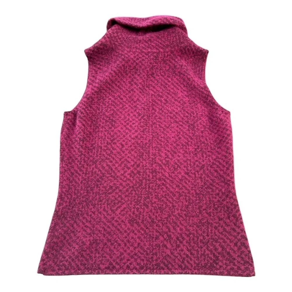 Magenta Lambs Wool Angora Sleeveless Turtleneck Sweater Purple Shimmer Size S - Picture 3 of 14